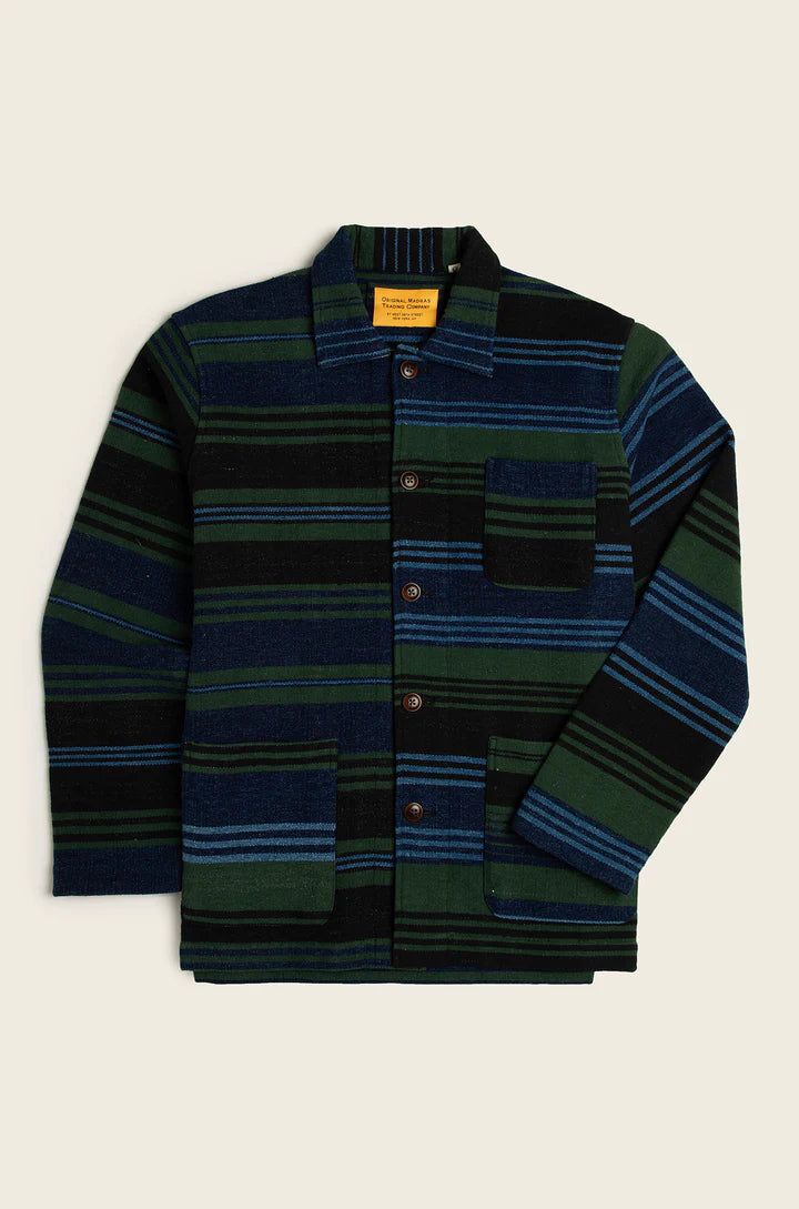ORIGINAL MADRAS TRADING COMPANY - No140 BEACH MAT WEAVE JACKET - BLUE