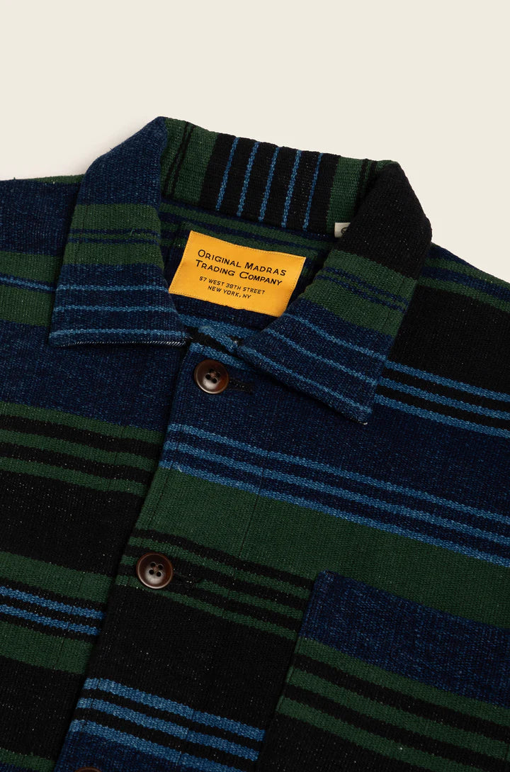 ORIGINAL MADRAS TRADING COMPANY - No140 BEACH MAT WEAVE JACKET - BLUE