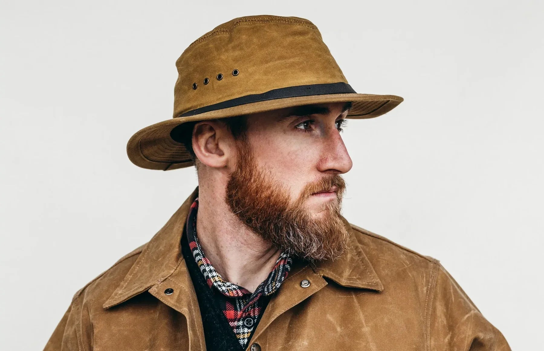 FILSON - TIN CLOTH PACKER HAT DARK TAN - OIL FINISH
