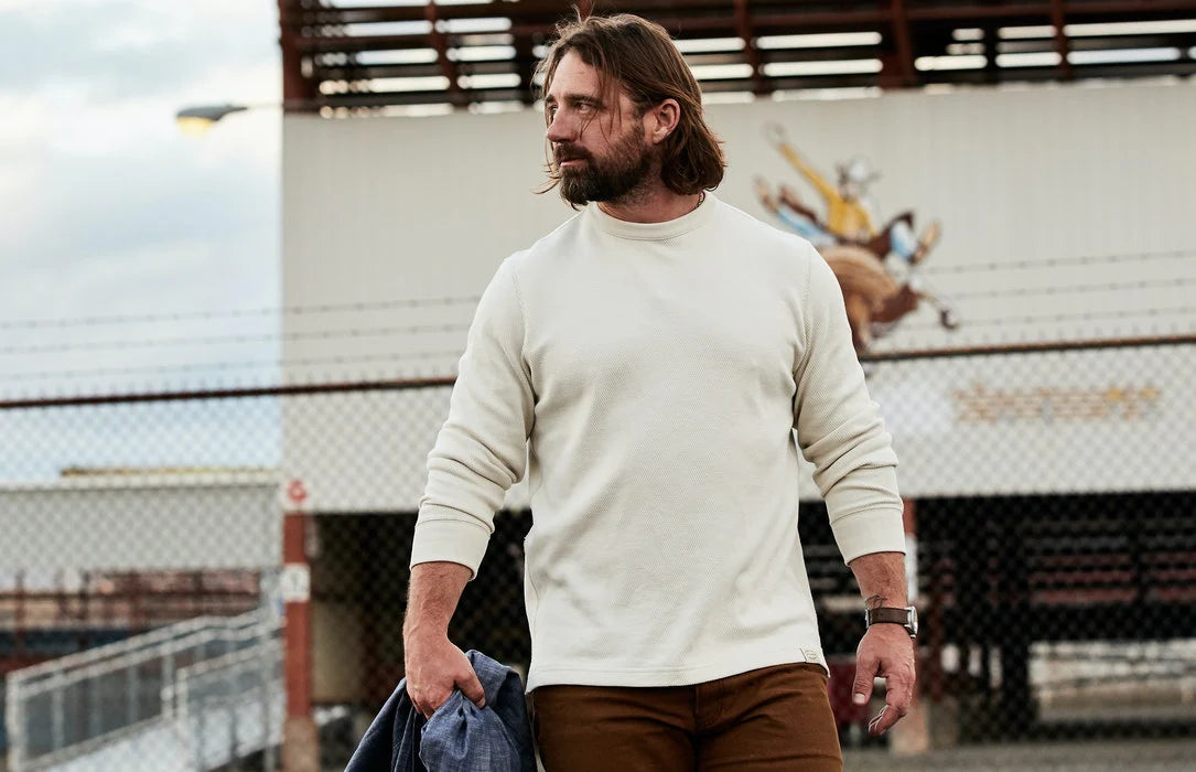 FILSON - WAFFLE KNIT THERMAL CREW - SAND