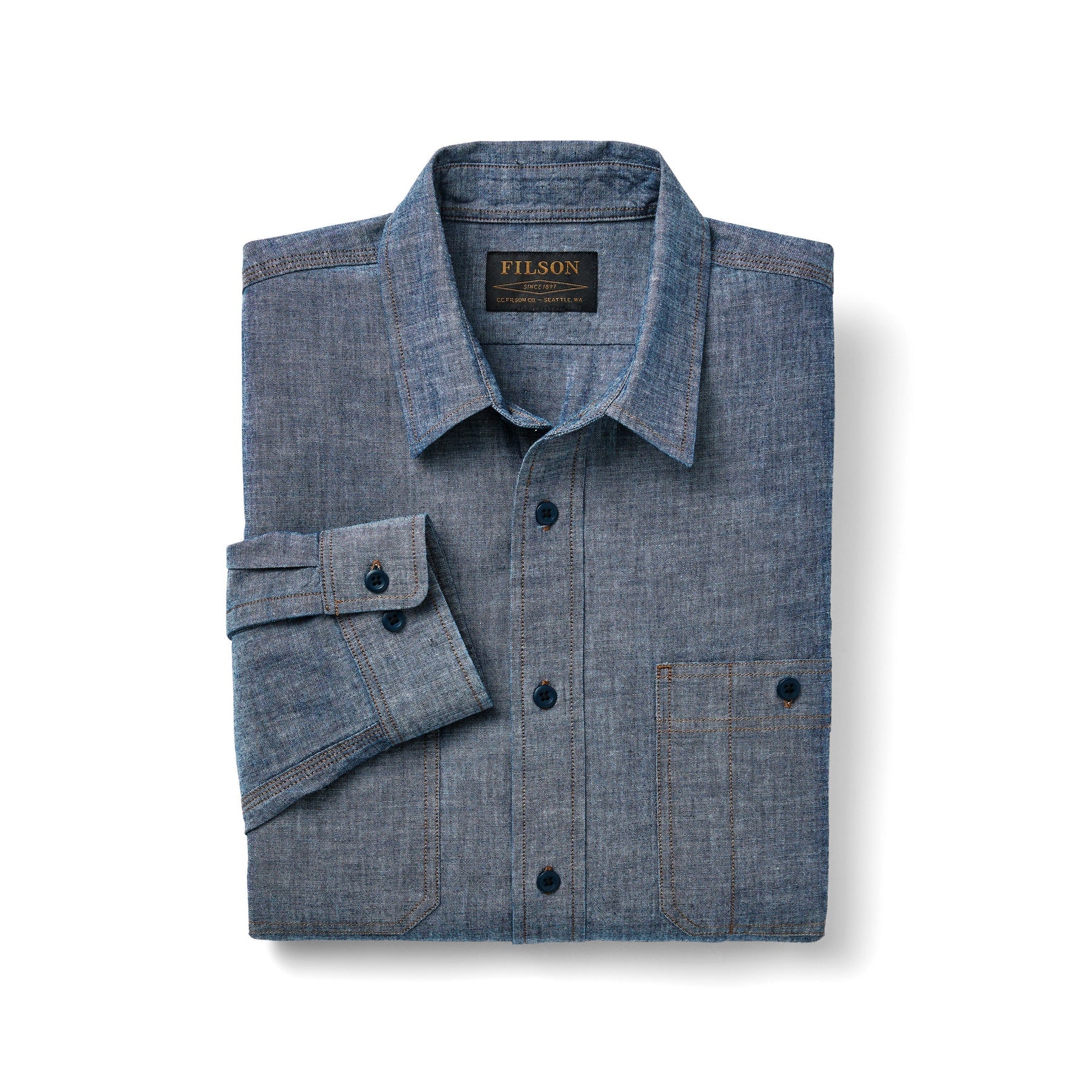 FILSON - CHAMBRAY CPO SHIRT - RINSED INDIGO CHAMBRAY