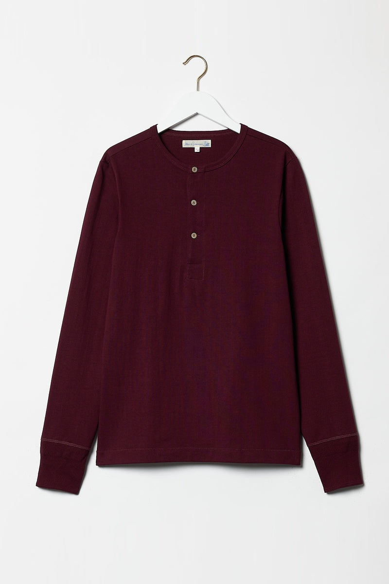 Merz b.Schwanen - 206 - LONG SLEEVE HENLEY NECK - RUBY RED