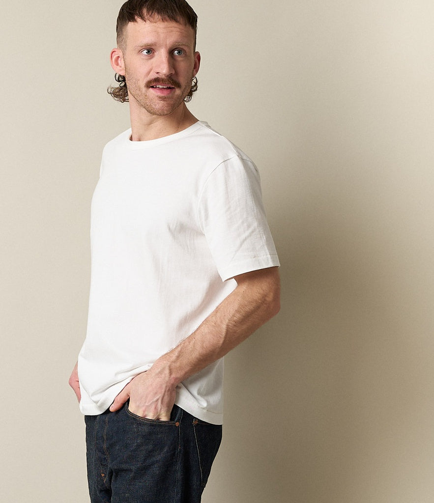 Merz b.Schwanen - 214 LOOPWHEELED TEE RELAXED FIT - WHITE