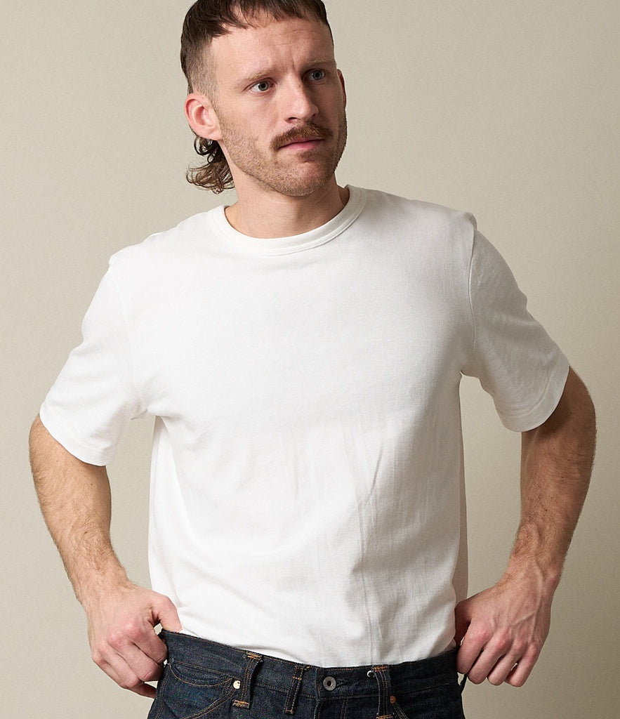 Merz b.Schwanen - 214 LOOPWHEELED TEE RELAXED FIT - WHITE