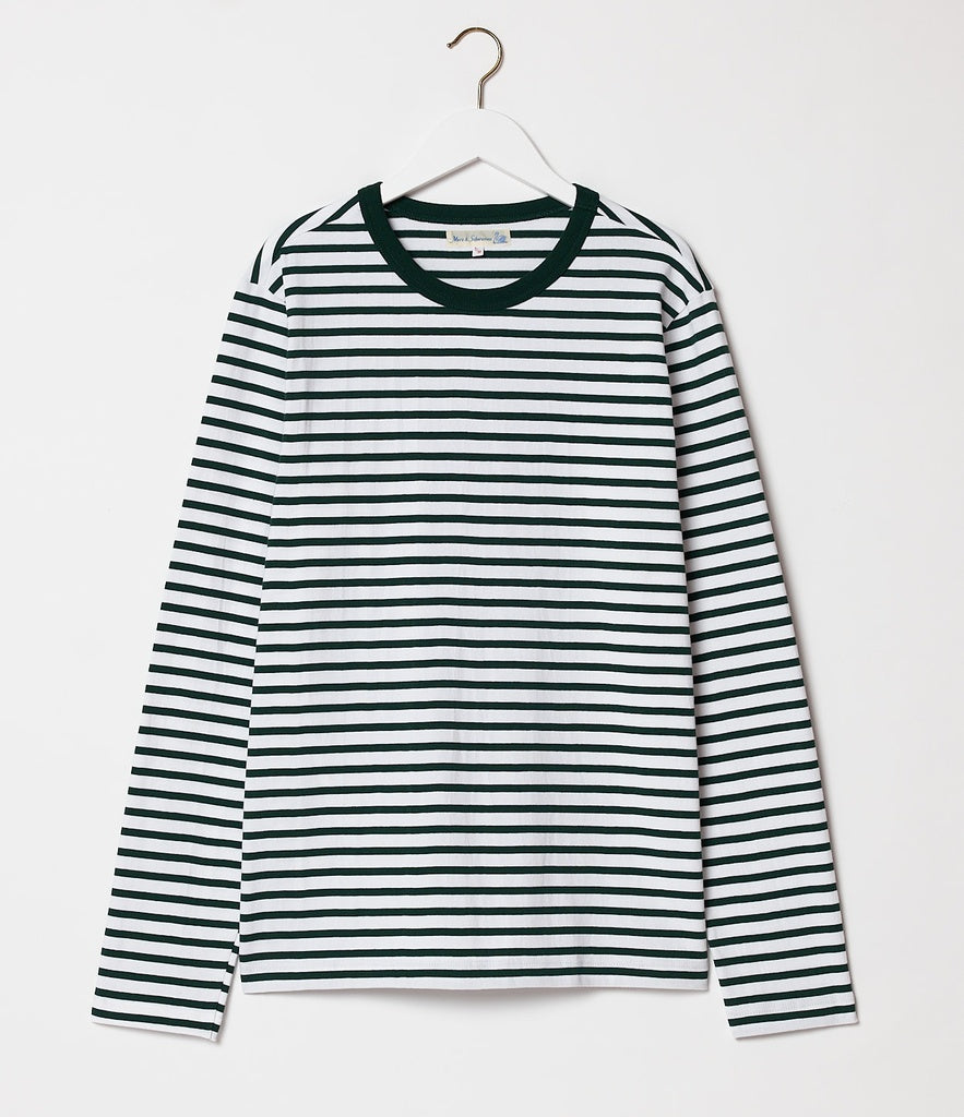 Merz b.Schwanen - 2M18 LONG SLEEVE 7.9oz - GREEN/WHITE