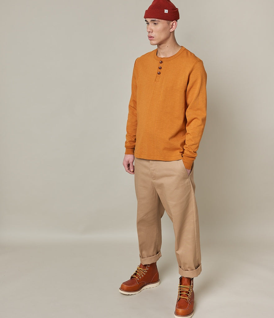 Merz b.Schwanen - 2S04 LOOPWHEELED HENLEY HEAVY - DESERT SUN