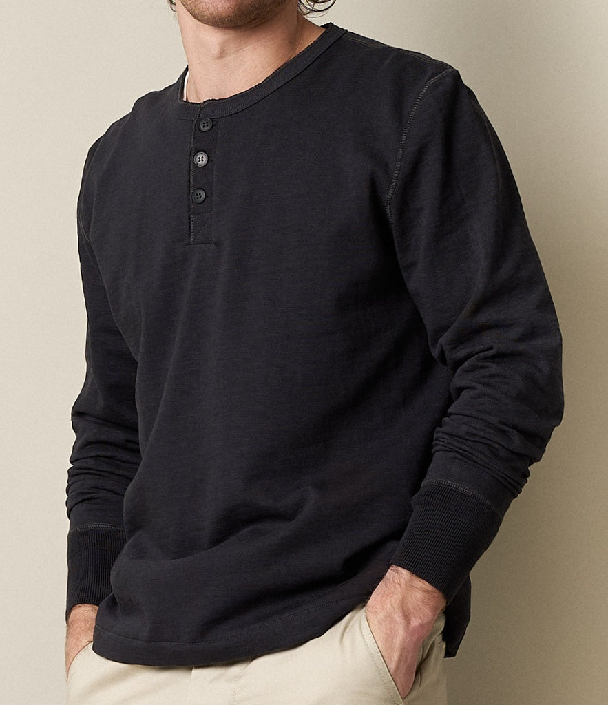 Merz b.Schwanen - 2S04 LOOPWHEELED HENLEY HEAVY - CHARCOAL