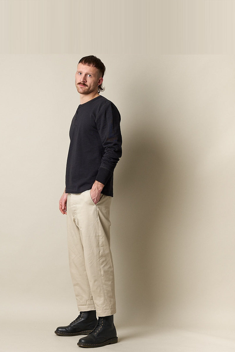 Merz b.Schwanen - 2S04 LOOPWHEELED HENLEY HEAVY - CHARCOAL