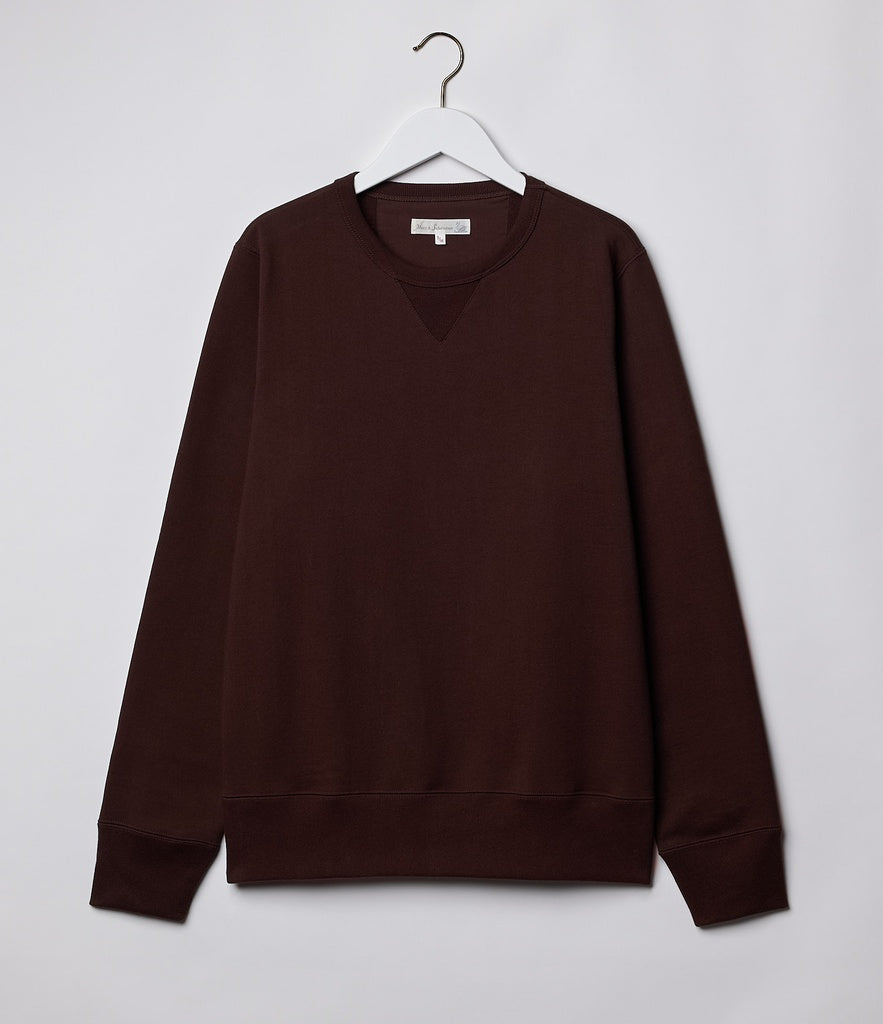 Merz b.Schwanen - 3S48 LOOPWHEELED SWEATSHIRT HEAVY COFFEE - CLASSIC FIT