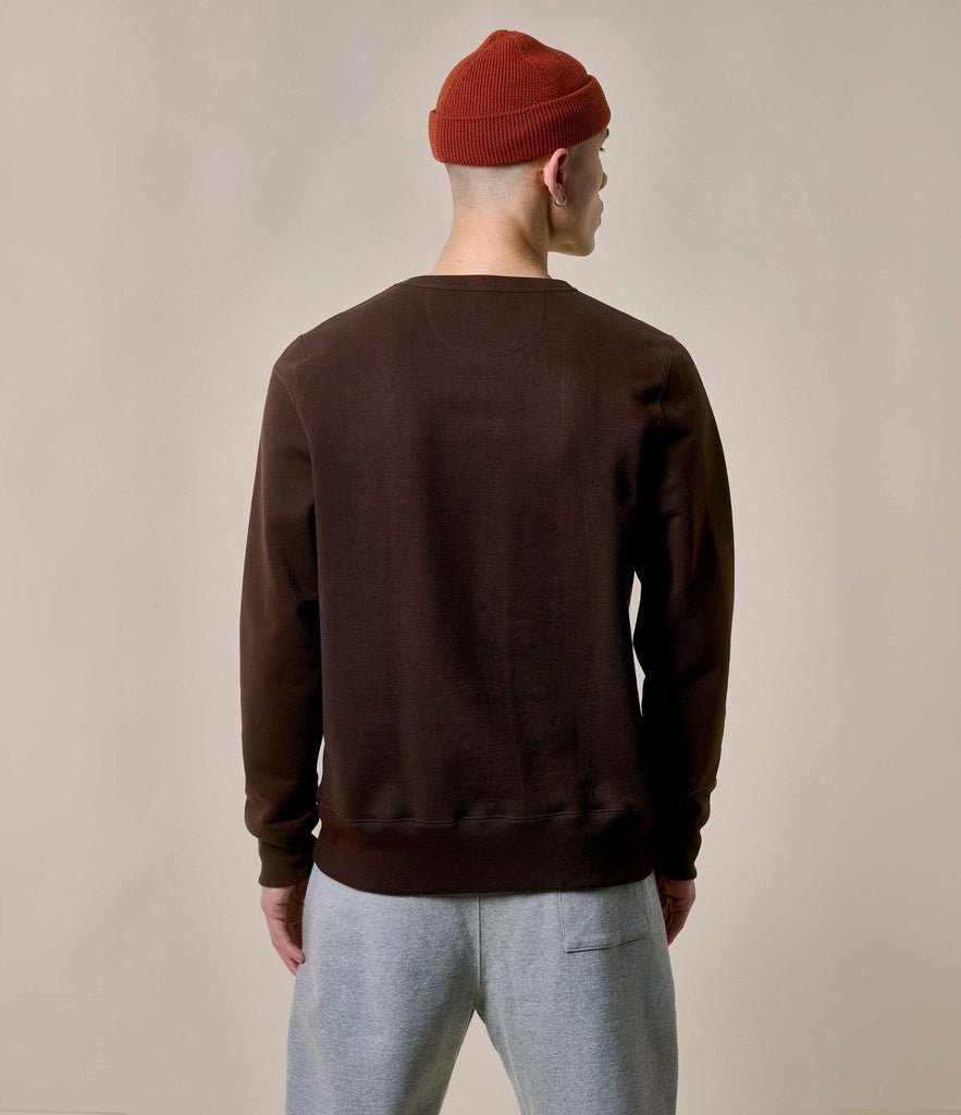 Merz b.Schwanen - 3S48 LOOPWHEELED SWEATSHIRT HEAVY COFFEE - CLASSIC FIT