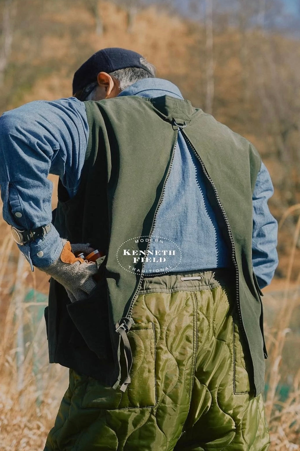 KENNETH FIELD - TROUT HUNTER VEST P/N GROSGRAIN - OLIVE