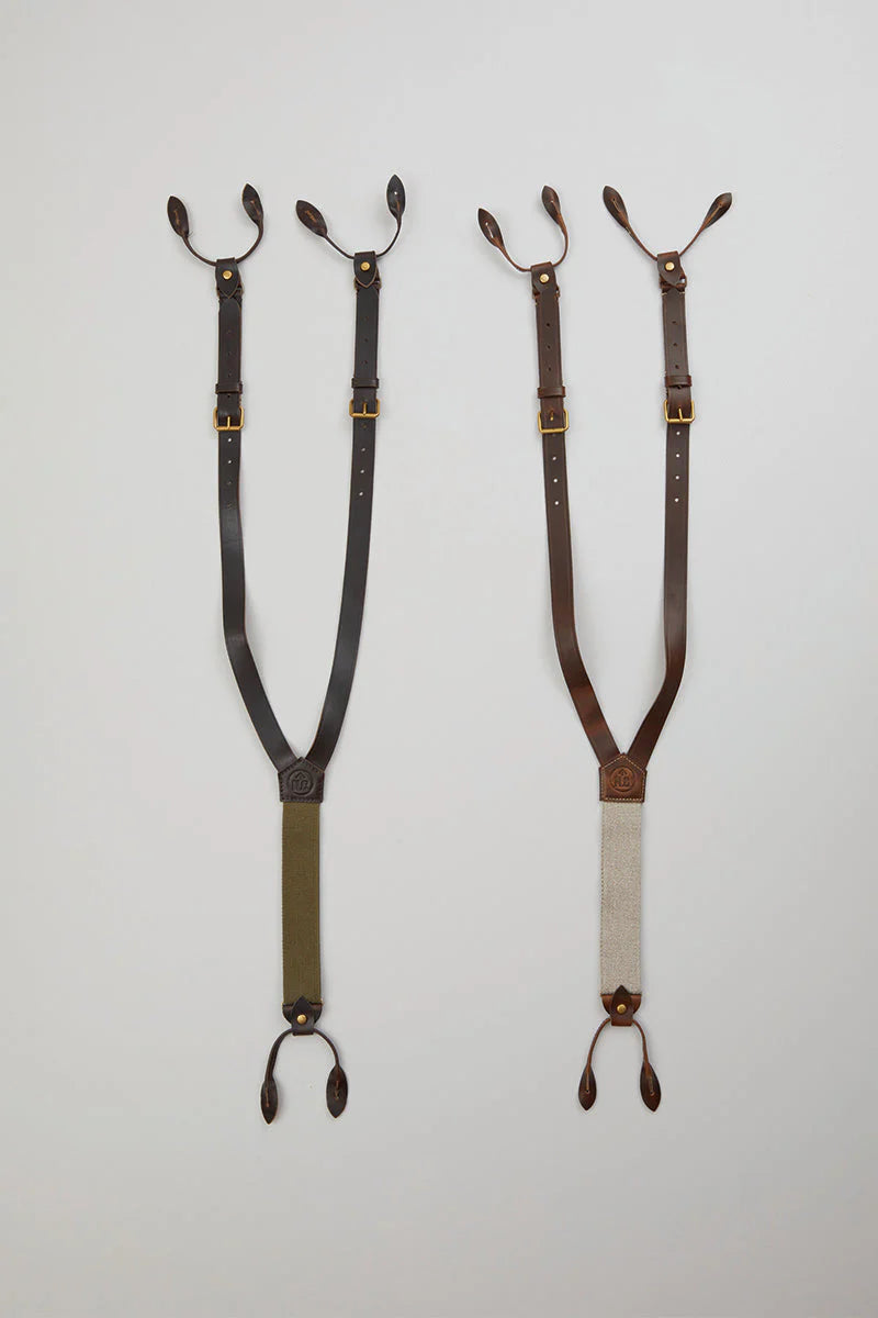 Nigel Cabourn - LEATHER SUSPENDER - PEAT LABEL