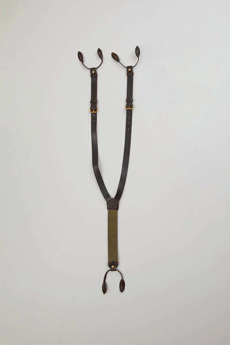 Nigel Cabourn - LEATHER SUSPENDER - PEAT LABEL
