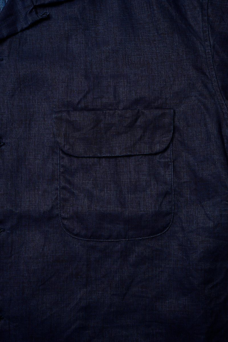 Nigel Cabourn - OPEN COLLAR SHIRT LINEN - INDIGO