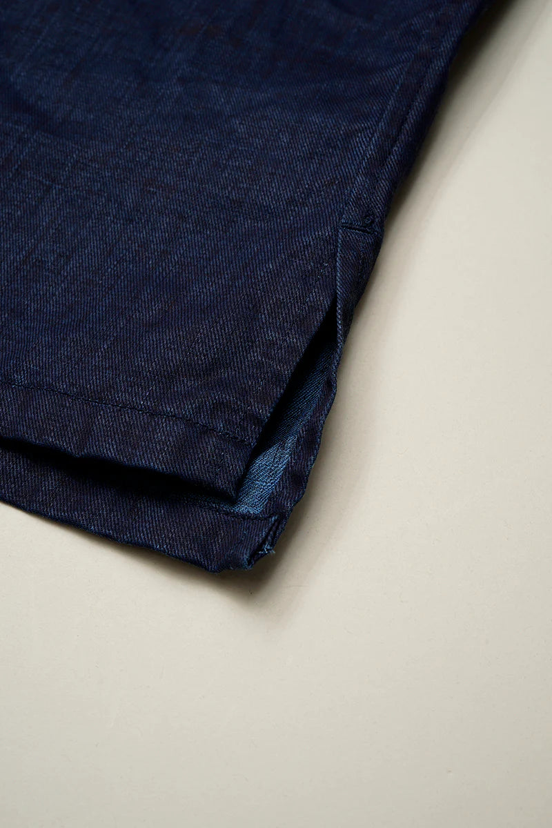 Nigel Cabourn - OPEN COLLAR SHIRT LINEN - INDIGO