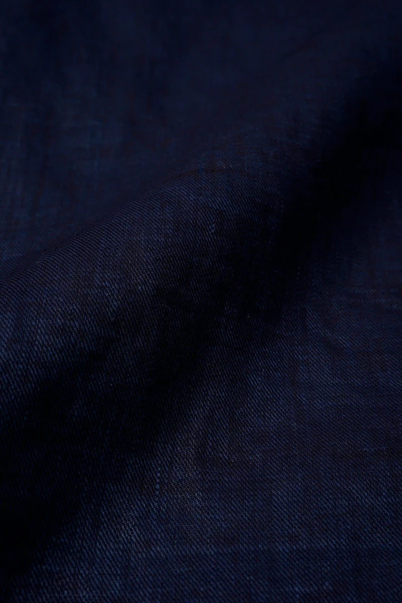 Nigel Cabourn - OPEN COLLAR SHIRT LINEN - INDIGO