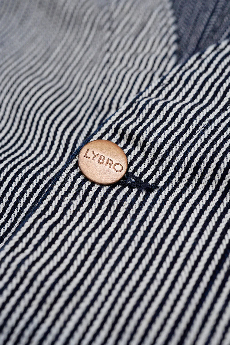 【再値下げ】Nigel Cabourn LYBRO - JK03-03-HI COLLARLESS JACKET - INDIGO HICKORY STRIPE