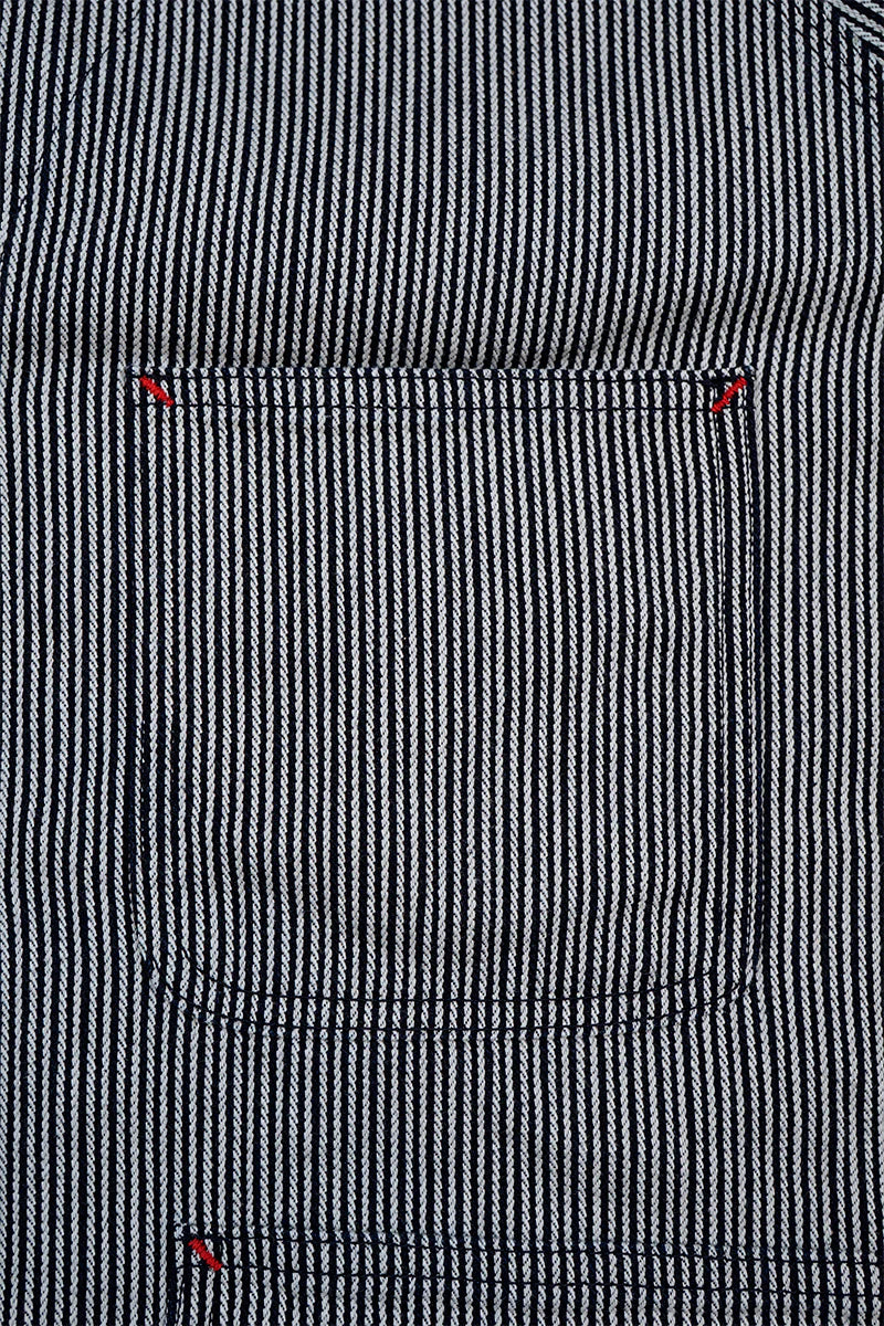 【再値下げ】Nigel Cabourn LYBRO - JK03-03-HI COLLARLESS JACKET - INDIGO HICKORY STRIPE