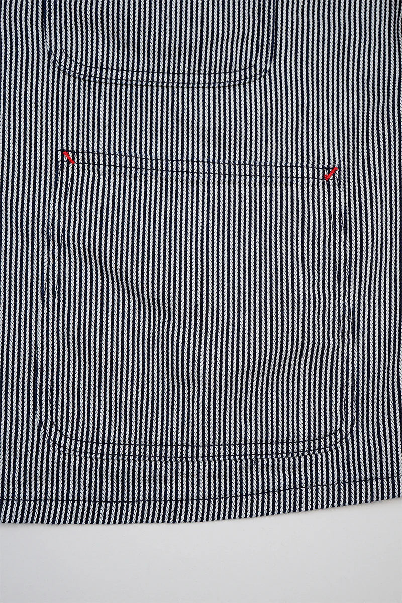 【再値下げ】Nigel Cabourn LYBRO - JK03-03-HI COLLARLESS JACKET - INDIGO HICKORY STRIPE