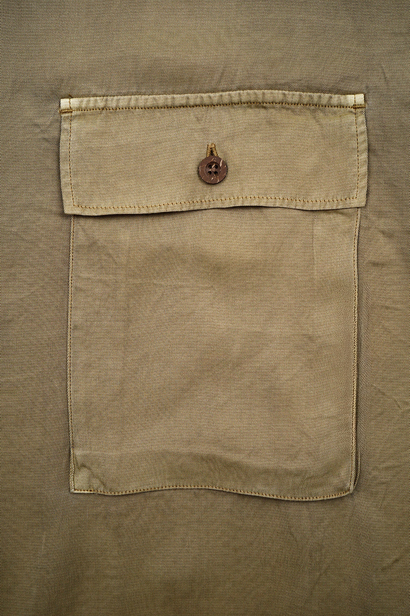 Nigel Cabourn - ARMY SHIRT S/S RAYON PIGMENT - CAMEL