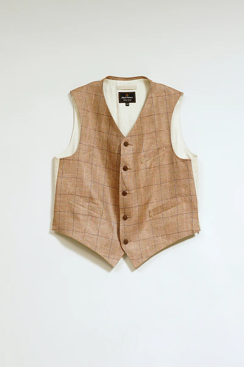 Nigel Cabourn - RANCH WORKER VEST - HEMP LINEN CHECK
