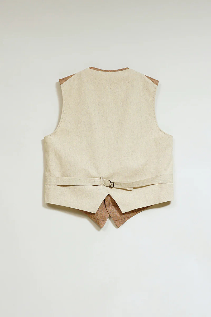 Nigel Cabourn - RANCH WORKER VEST - HEMP LINEN CHECK