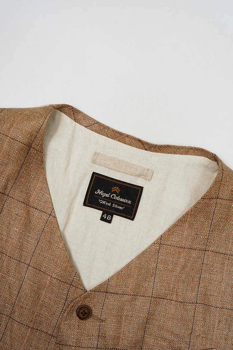 Nigel Cabourn - RANCH WORKER VEST - HEMP LINEN CHECK