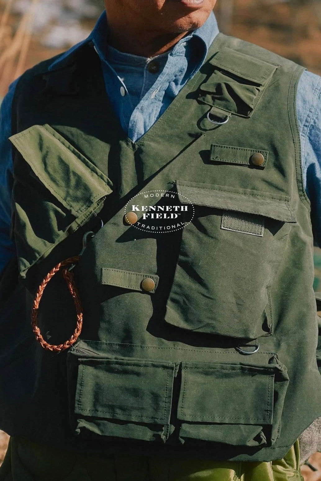 KENNETH FIELD - TROUT HUNTER VEST P/N GROSGRAIN - OLIVE