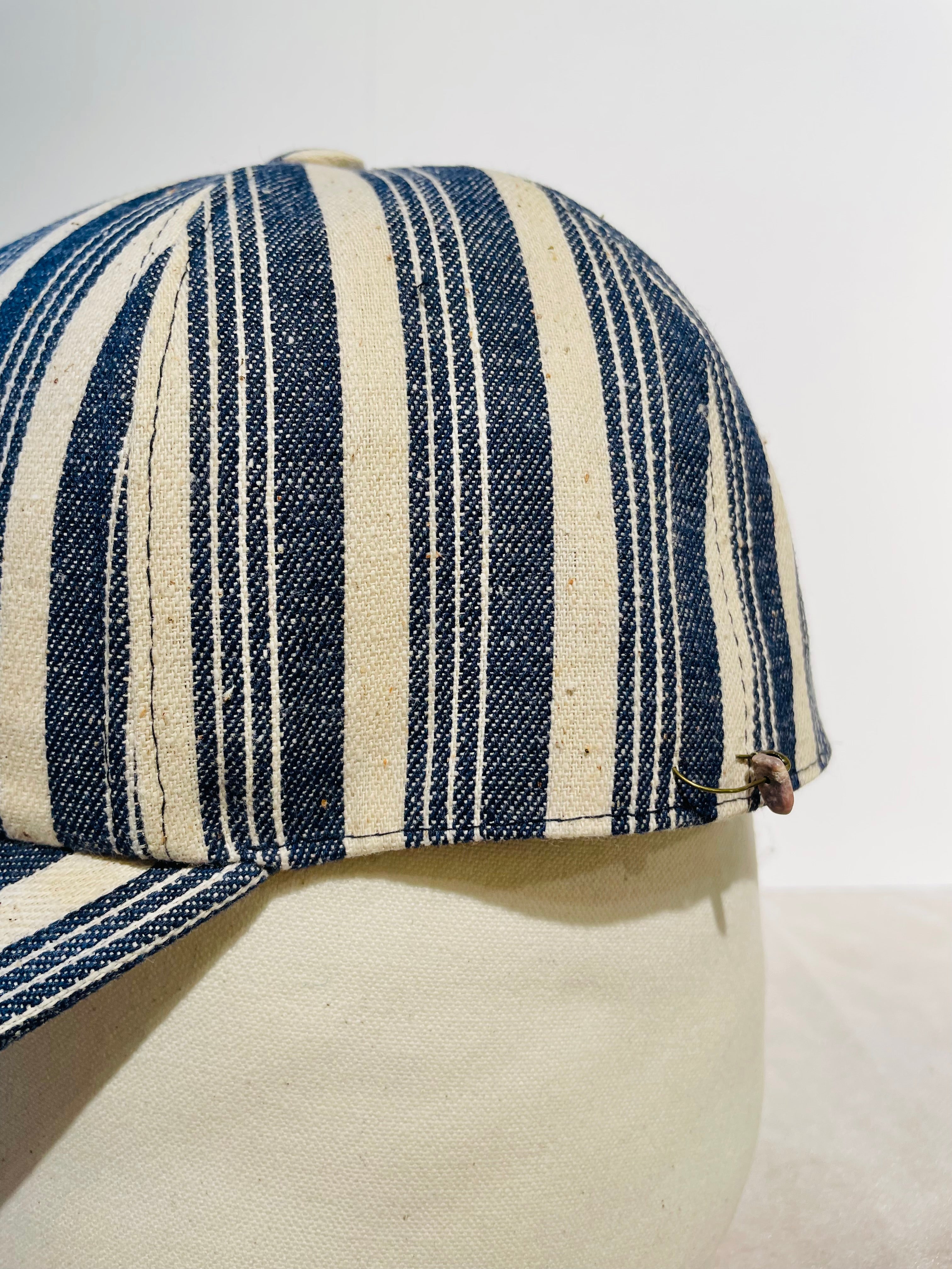 【再値下げ】SUPER DUPER - POKEY DENIM BASEBALL CAP - STRIPE BLUE