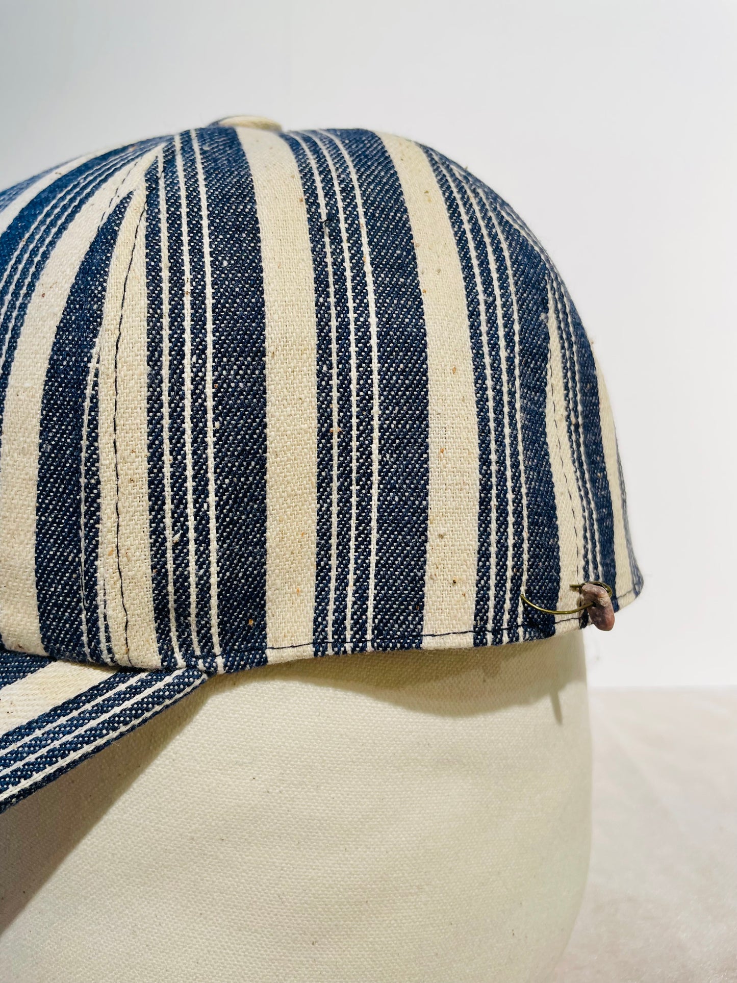 【再値下げ】SUPER DUPER - POKEY DENIM BASEBALL CAP - STRIPE BLUE