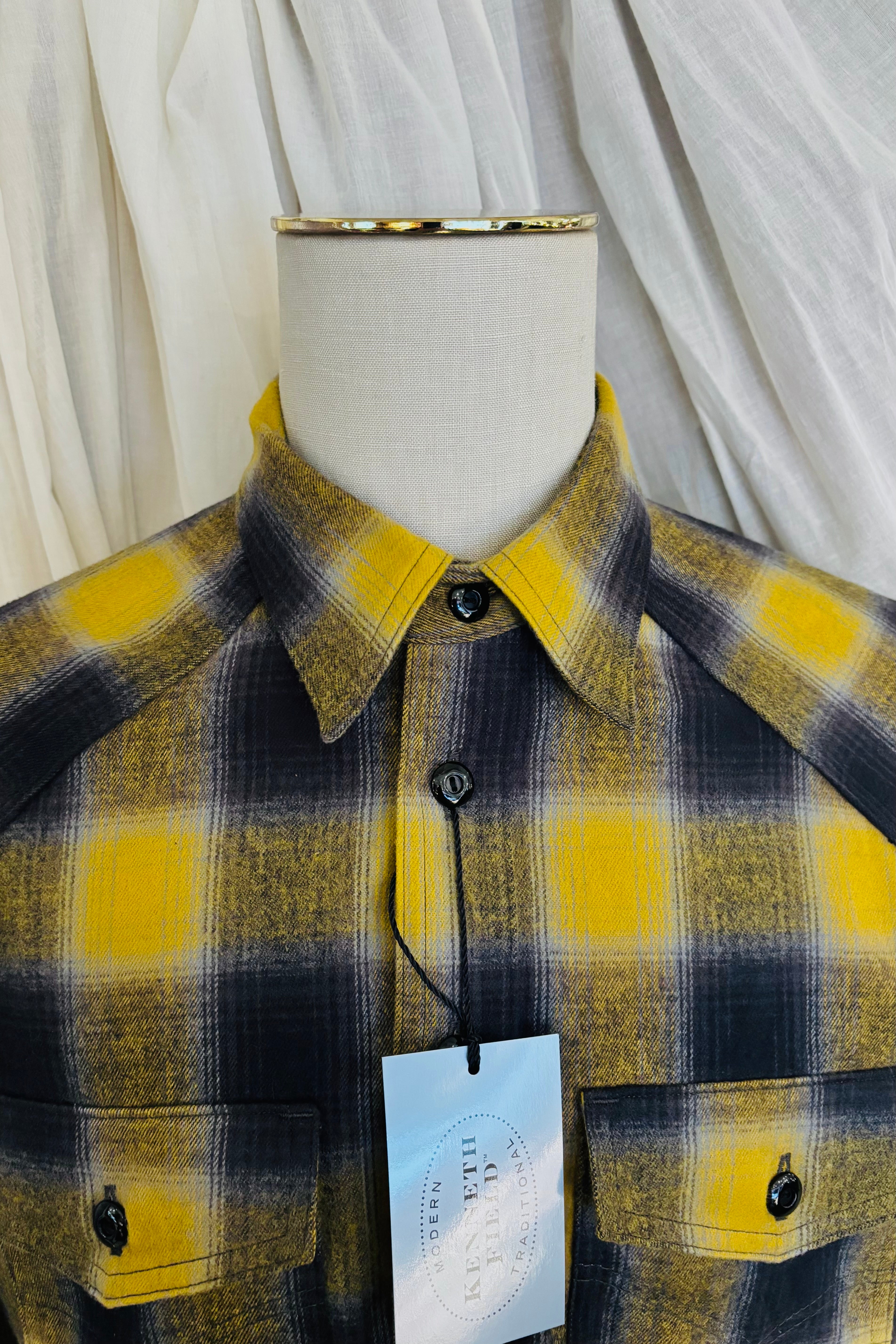 KENNETH FIELD - BARN SHIRTS FLANNEL PLAIDS - MUSTARD