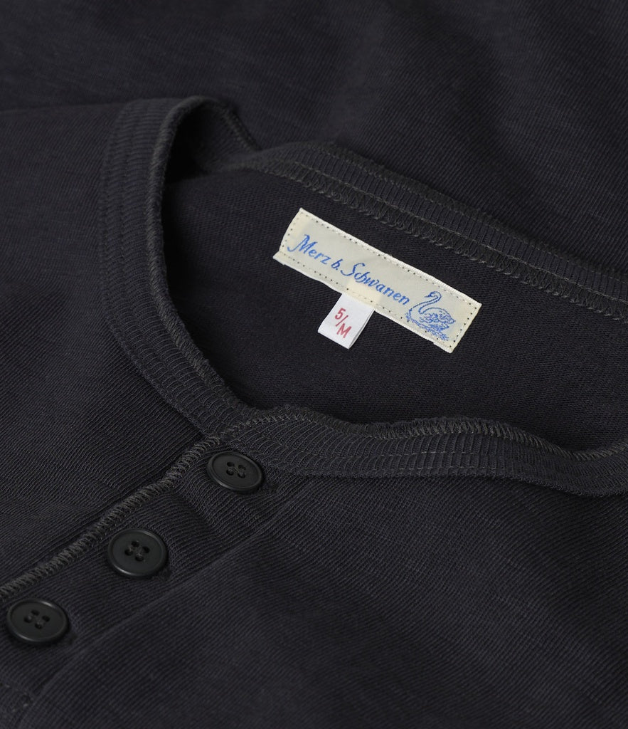 Merz b.Schwanen - 2S04 LOOPWHEELED HENLEY HEAVY - CHARCOAL