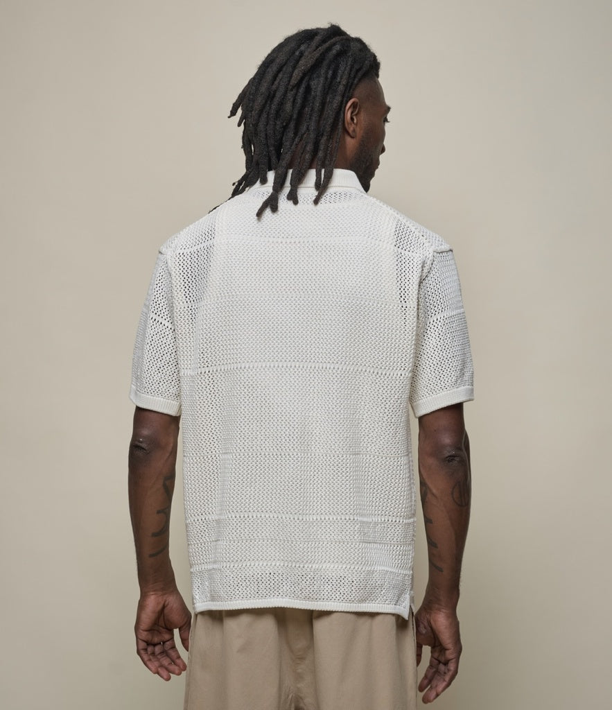 Merz b.Schwanen - KNITSHIRT01 CROCHET SHIRT RELAXED FIT - NATURE