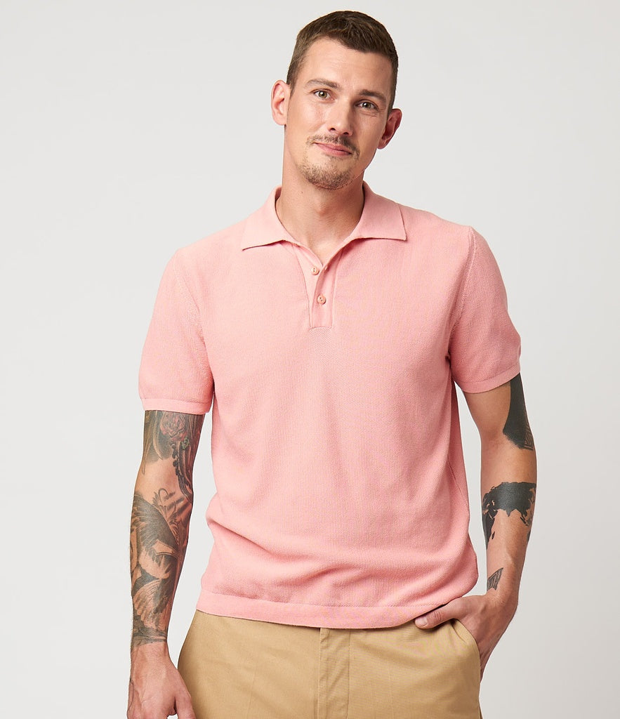 Merz b.Schwanen - KPLP02 KNITTED POLO ORGANIC COTTON - PEACH
