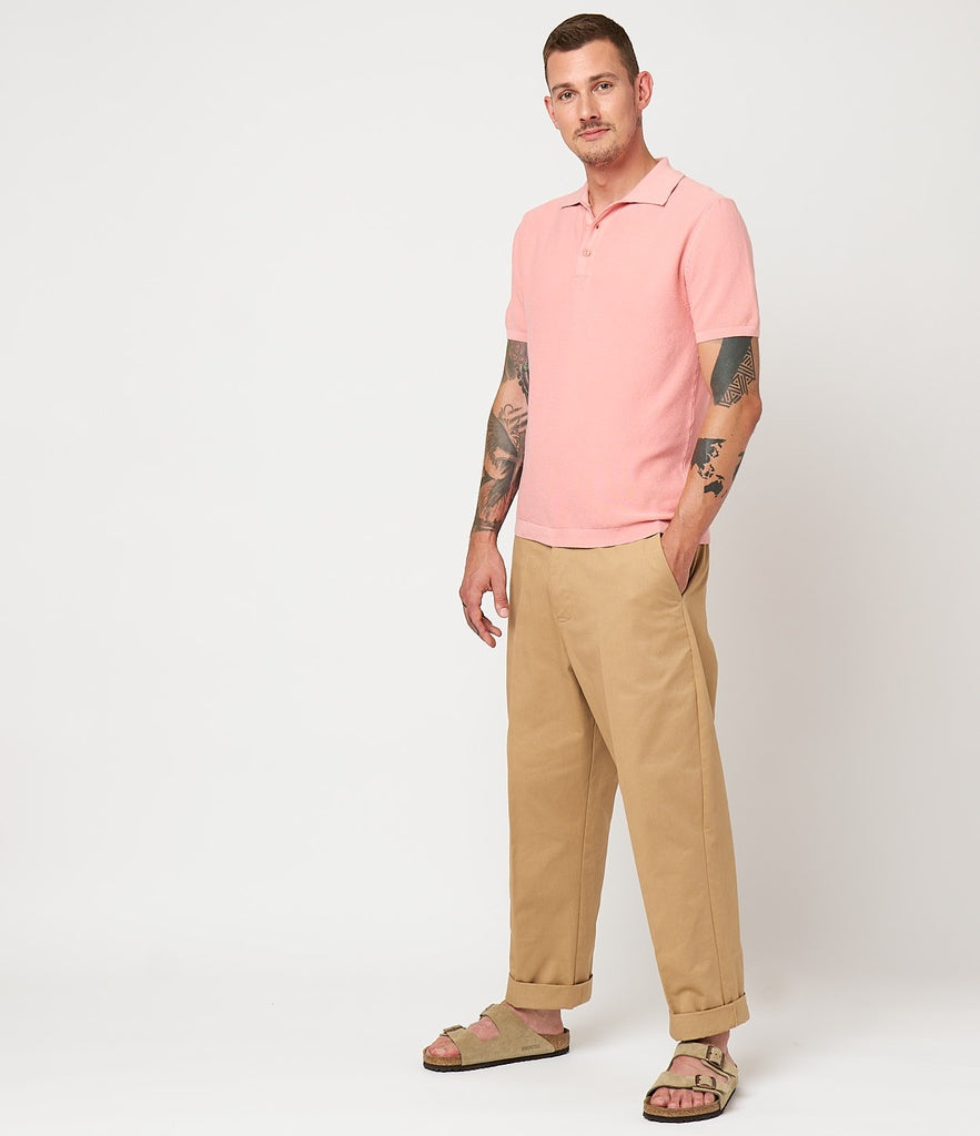 Merz b.Schwanen - KPLP02 KNITTED POLO ORGANIC COTTON - PEACH