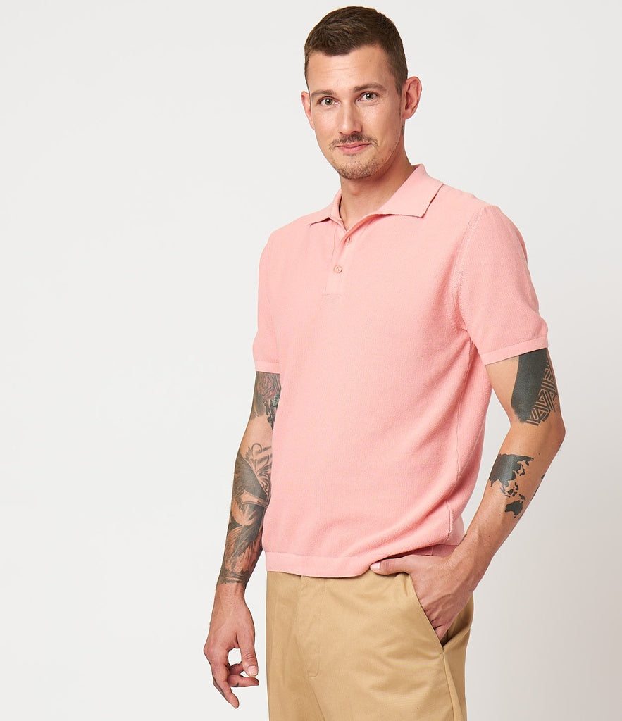 Merz b.Schwanen - KPLP02 KNITTED POLO ORGANIC COTTON - PEACH