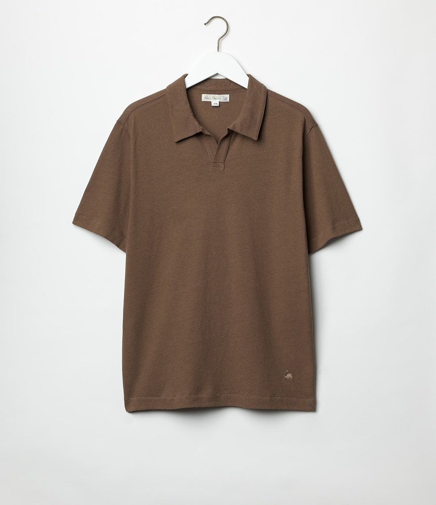 Merz b.Schwanen - LINEN02 POLO SHIRT LINEN ORGANIC COTTON RELAXED FIT - FADED GRAIN