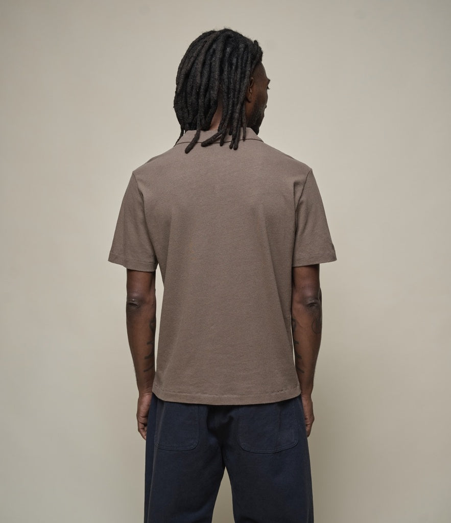 Merz b.Schwanen - LINEN02 POLO SHIRT LINEN ORGANIC COTTON RELAXED FIT - FADED GRAIN