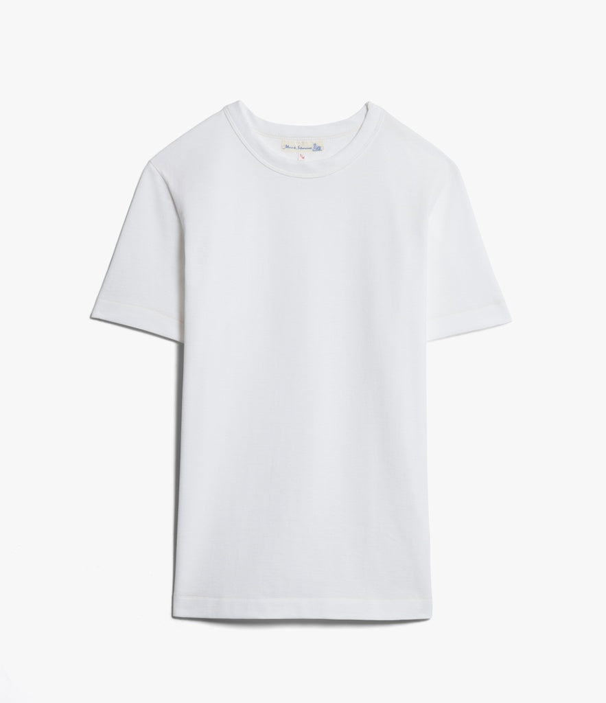 Merz b.Schwanen - 214 LOOPWHEELED TEE RELAXED FIT - WHITE