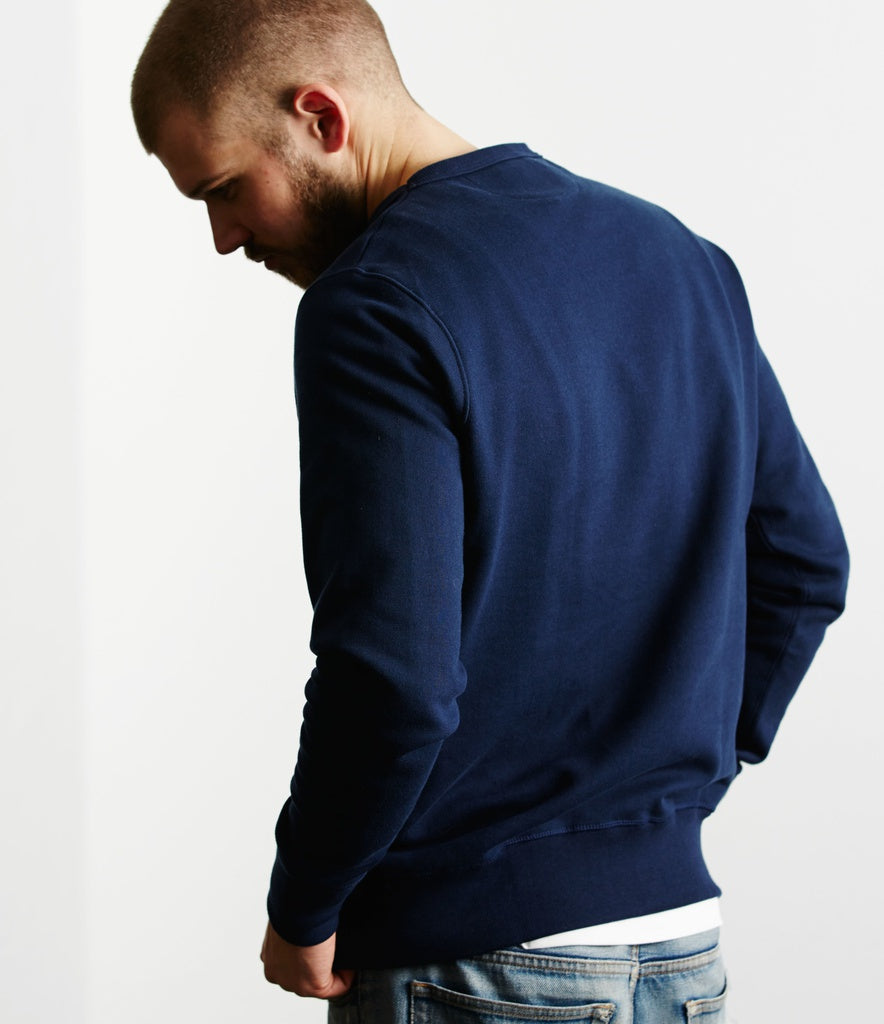 Merz b.Schwanen - 3S48 LOOPWHEELED SWEATSHIRT HEAVY INK BLUE - CLASSIC FIT