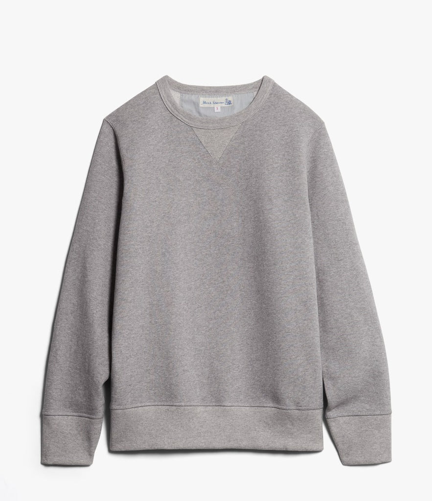 Merz b.Schwanen - 3S48 LOOPWHEELED SWEATSHIRT HEAVY GREY MEL - CLASSIC FIT