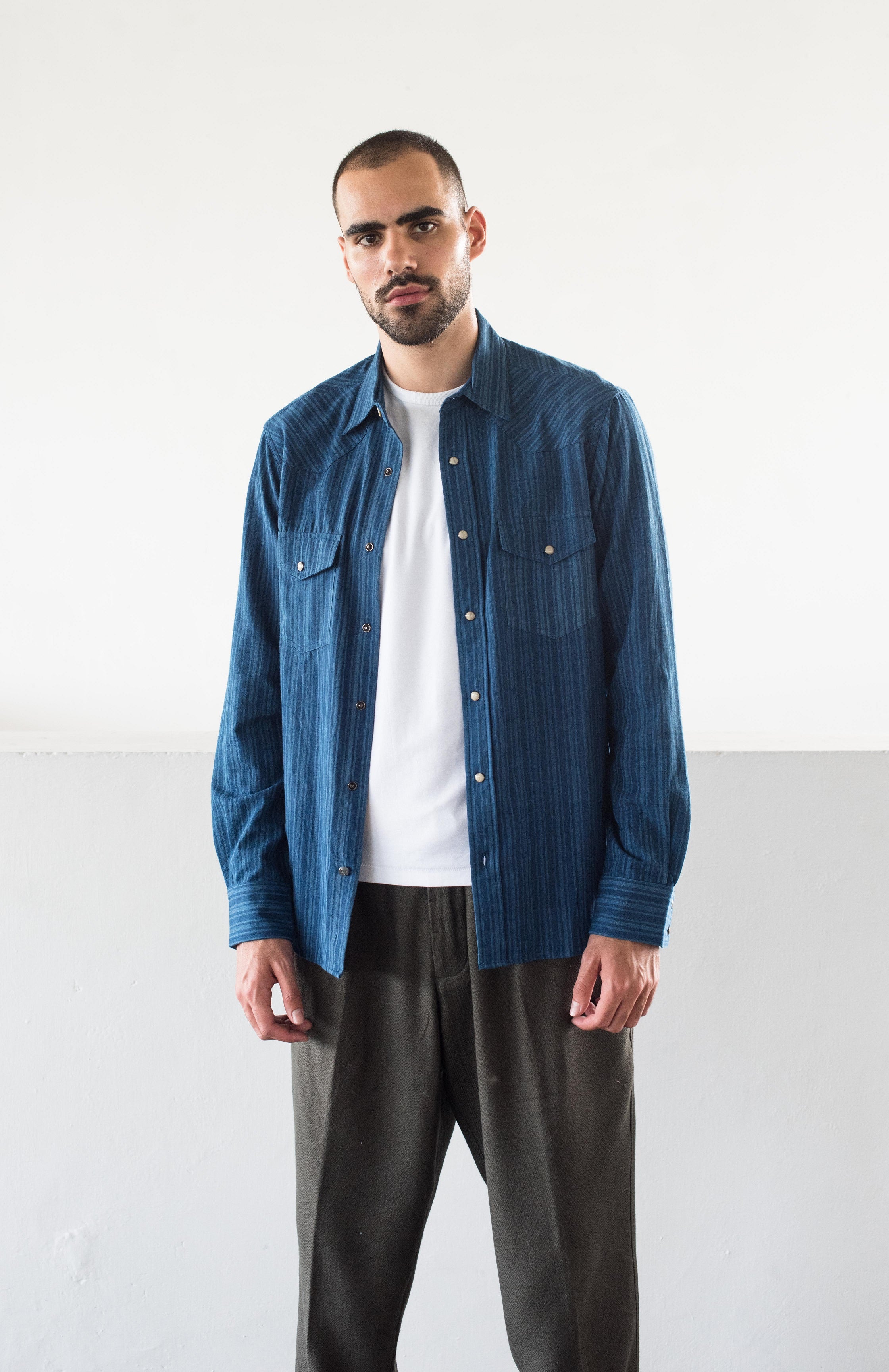 ORIGINAL MADRAS TRADING COMPANY - No107 WEATERN STRAIGHT COLLAR SHIRT - OM44745.20