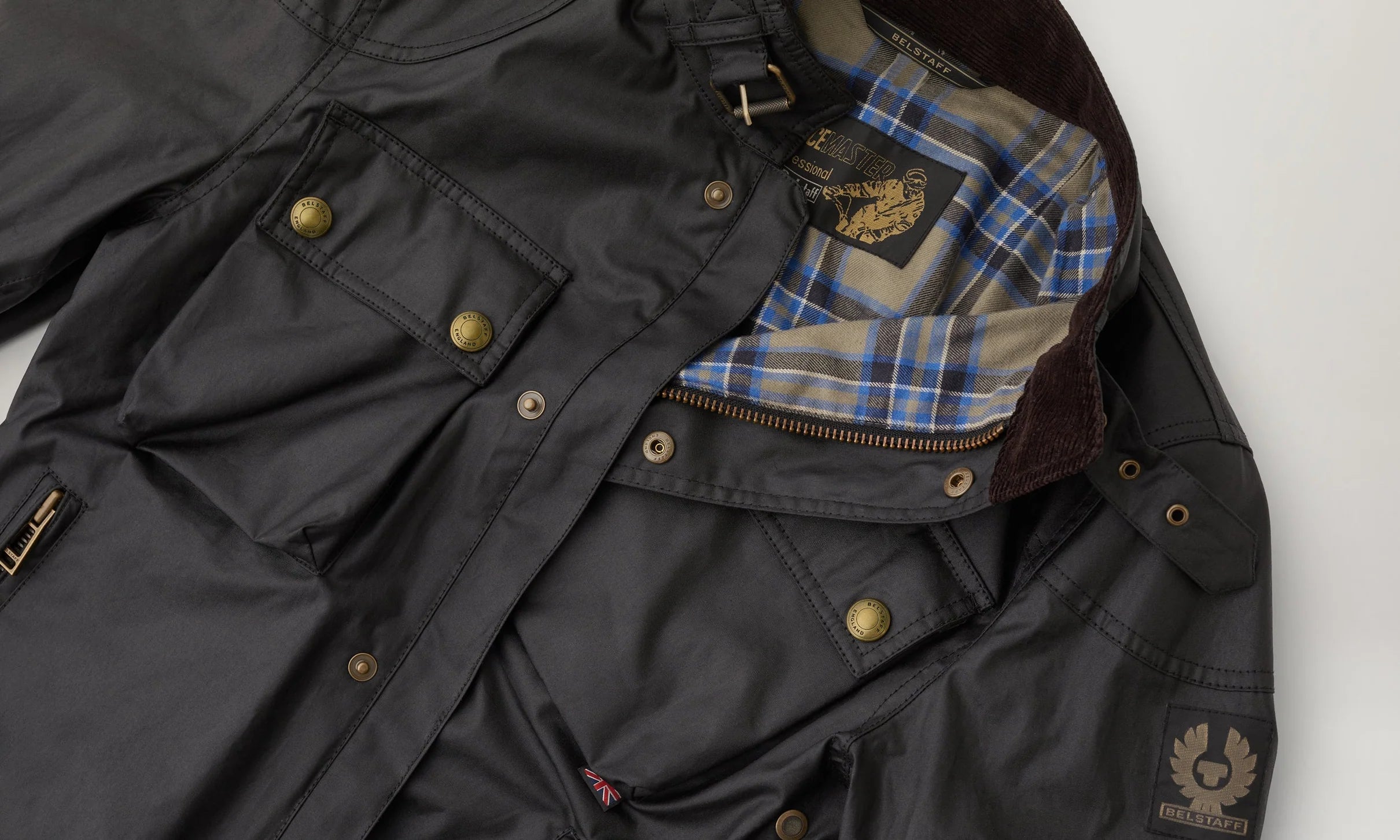 BELSTAFF - RACEMASTER JACKET WAXED COTTON - BLACK