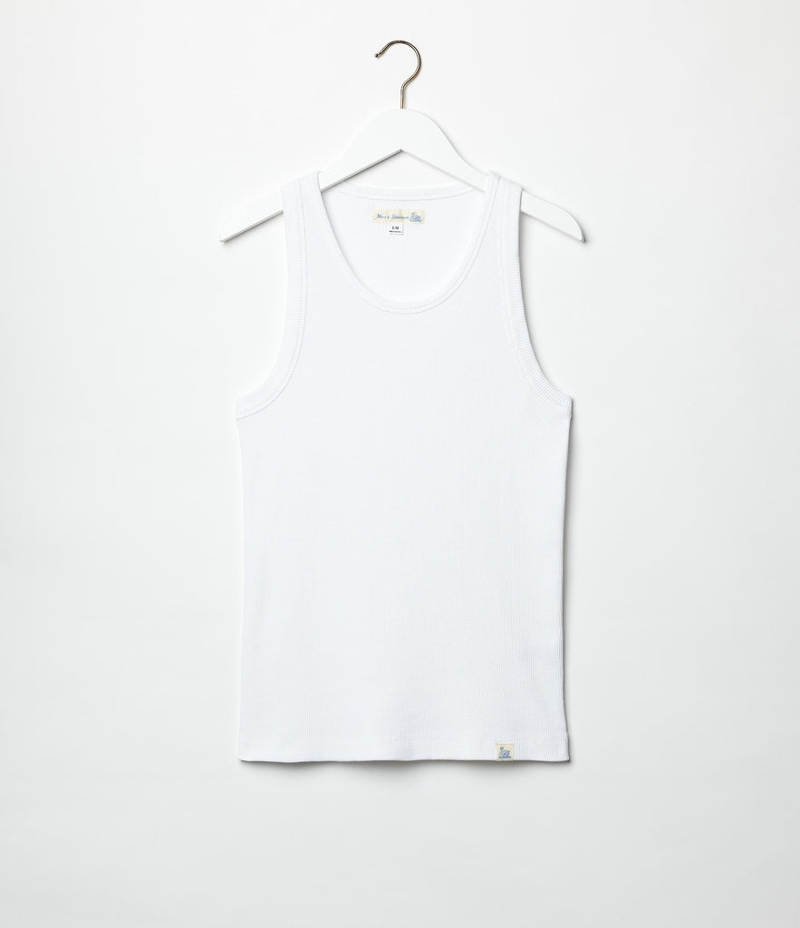 Merz b.Schwanen - RIBBED TANKTOP CLASSIC FIT - WHITE