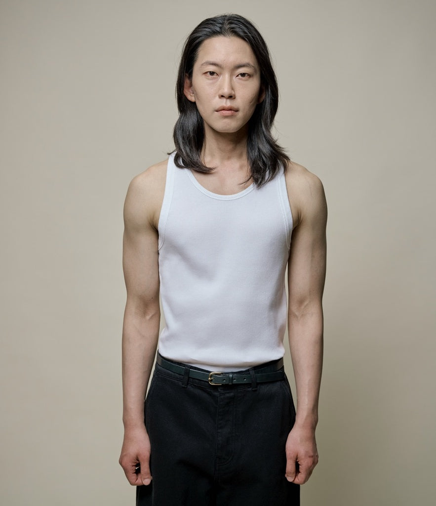 Merz b.Schwanen - RIBBED TANKTOP CLASSIC FIT - WHITE