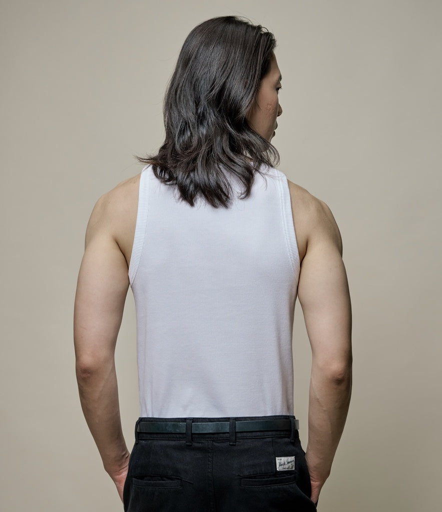 Merz b.Schwanen - RIBBED TANKTOP CLASSIC FIT - WHITE