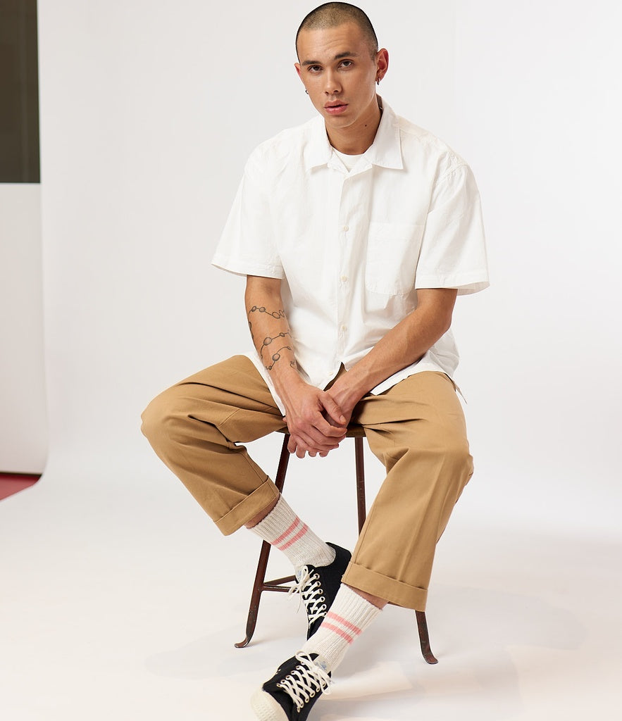 Merz b.Schwanen - SHIRT03 UNISEX BOWLING SHIRT RELAXED FIT - WHITE
