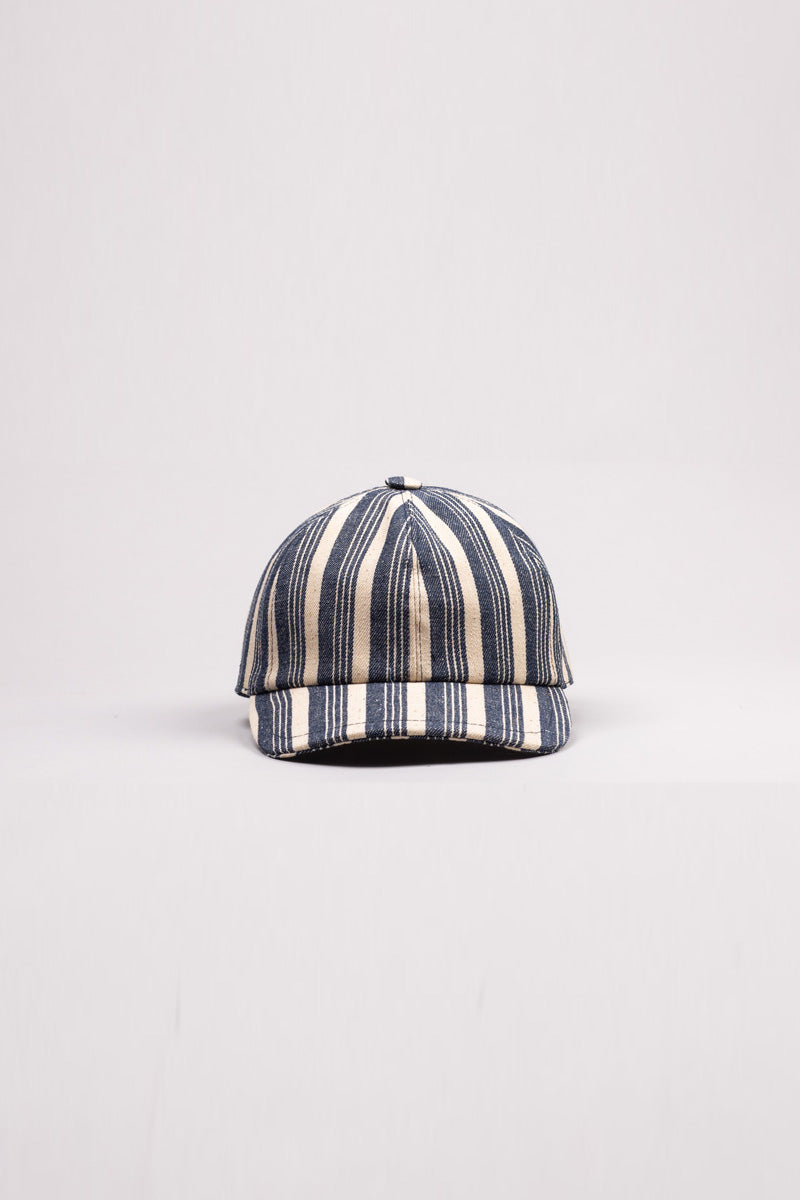 【再値下げ】SUPER DUPER - POKEY DENIM BASEBALL CAP - STRIPE BLUE
