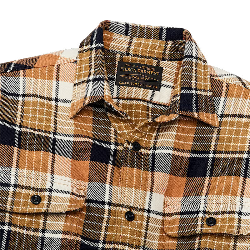 FILSON - VINTAGE FLANNEL WORK SHIRT - NAVY/CUMIN RED