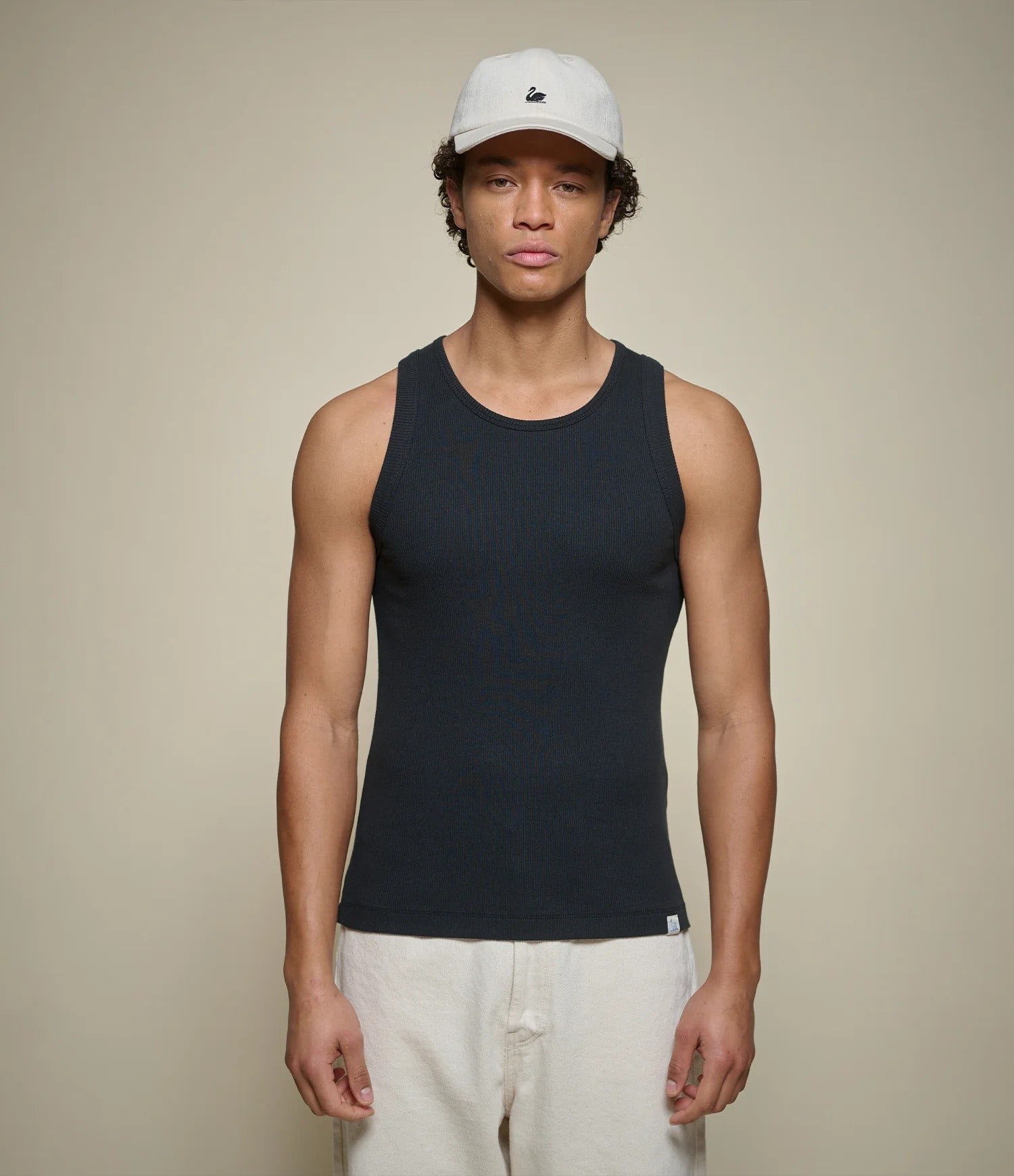 Merz b.Schwanen - RIBBED TANKTOP CLASSIC FIT - DEEP BLACK